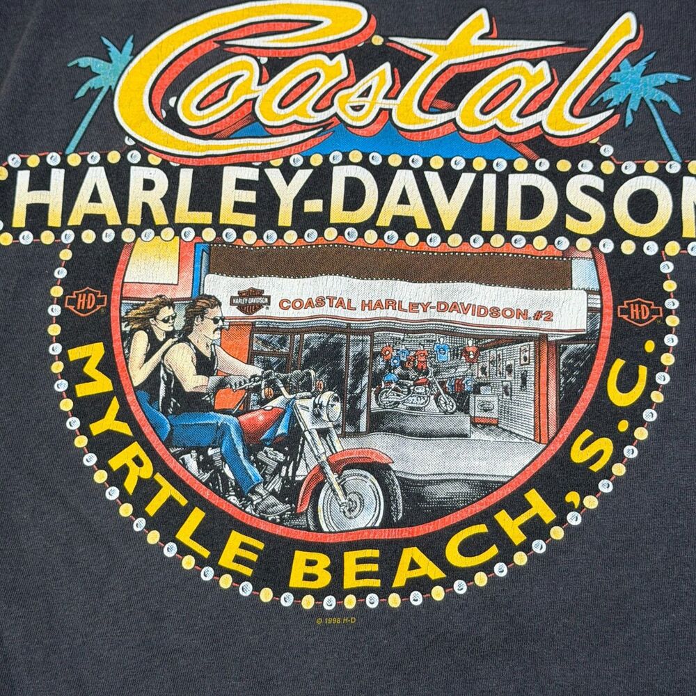 HARLEY DAVIDSON  T Shirt XL Myrtle Beach Motorcycles Vintage 1998 USA  Y2K